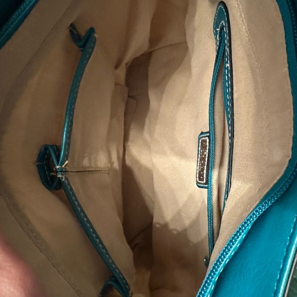 Vintage Y2K Era Rosetti Teal and Cream Floral Shoulder Bag - Picture 8 of 9